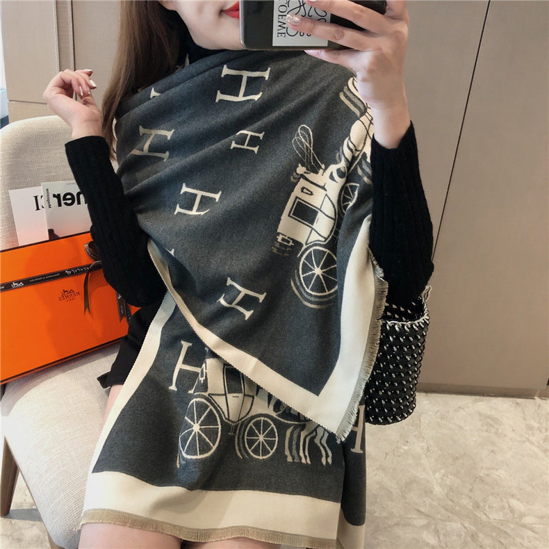 Women's Carriage Mid-length Artificial Cashmere Korean Style Scarfs