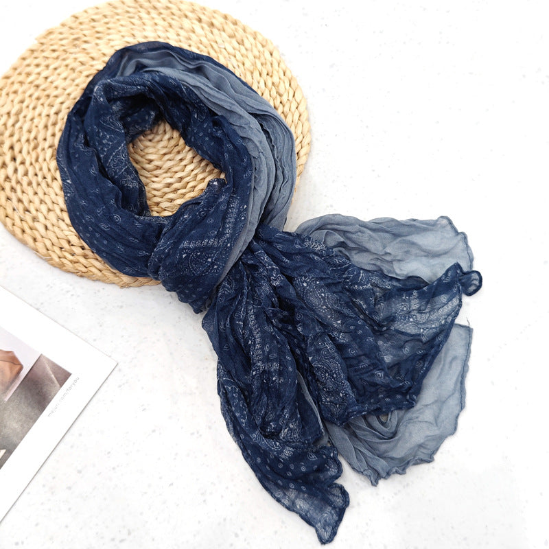 Women's Pleated Simple Silk Floral Shawl Bali Scarfs