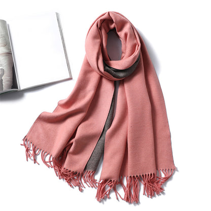 Women's & Men's Cashmere Winter Thickened Warm Double-sided Two-color Scarfs