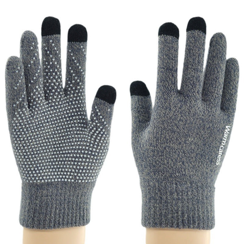 Men's Screen Winter Fleece-lined Thickened Warm Korean Gloves