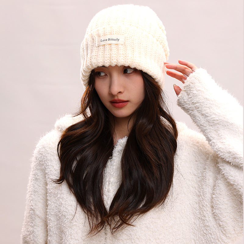 Women's Beanie Big Head Circumference Woolen Small Hats & Caps