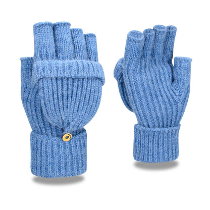 Women's & Men's Winter Half Finger Flip Knitted Thickened Warm Wool Gloves