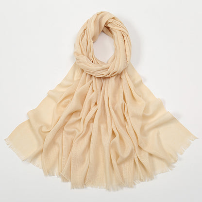 Women's Slub Cotton Solid Color Linen Feel Burrs Scarfs