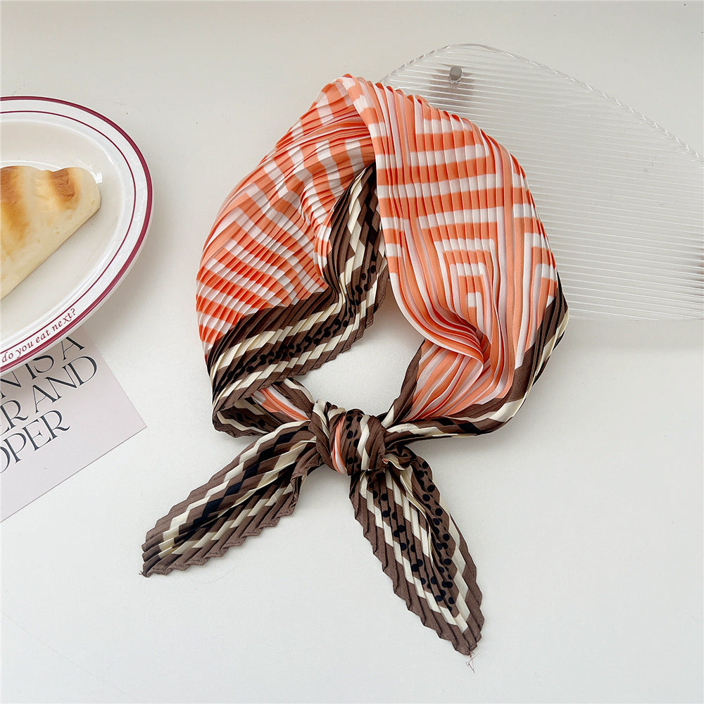 Women's Crumpled Kerchief Summer East Gate Pleated Decorative Printed Hair Scarfs