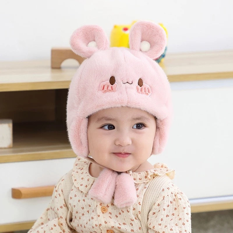 Warm Plush Fleece Cartoon Round Ears Kids' Headwear