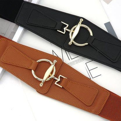 Women's With Skirt Trendy Elastic Stretch Dress Outerwear Decorative Belts