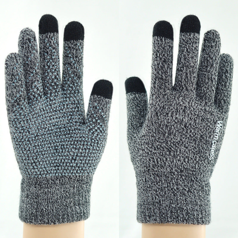 Men's Screen Winter Fleece-lined Thickened Warm Korean Gloves