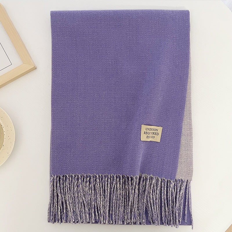 Solid Color Double-sided Two-color Artificial Cashmere Scarfs