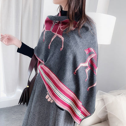 Women's Cashmere Mid-length Air Conditioning Shawl Retro Scarfs