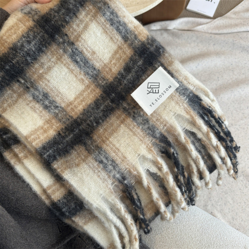 Women's Thick Warm Cashmere Plaid Korean Style Scarfs