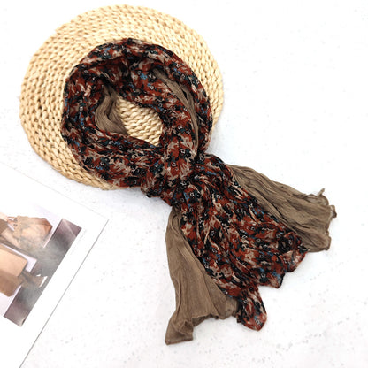 Women's Pleated Simple Silk Floral Shawl Bali Scarfs