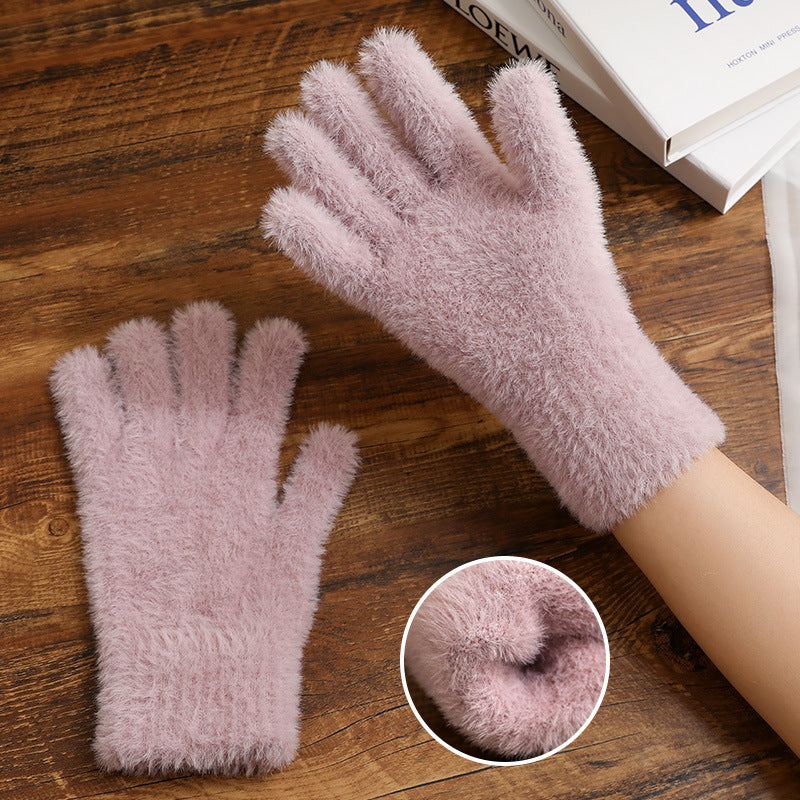 Color Cute Warm Fluffy Soft Glutinous Gloves