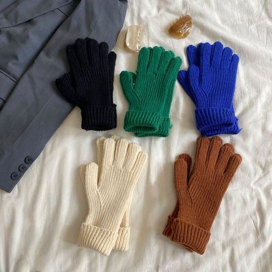 Knitted Five-finger Long Touch Screen Keep Warm Gloves