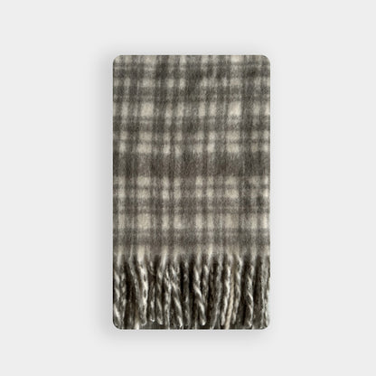 Designer Model Vintage Neutral Wool Blend Plaid Unisex Winter Scarfs