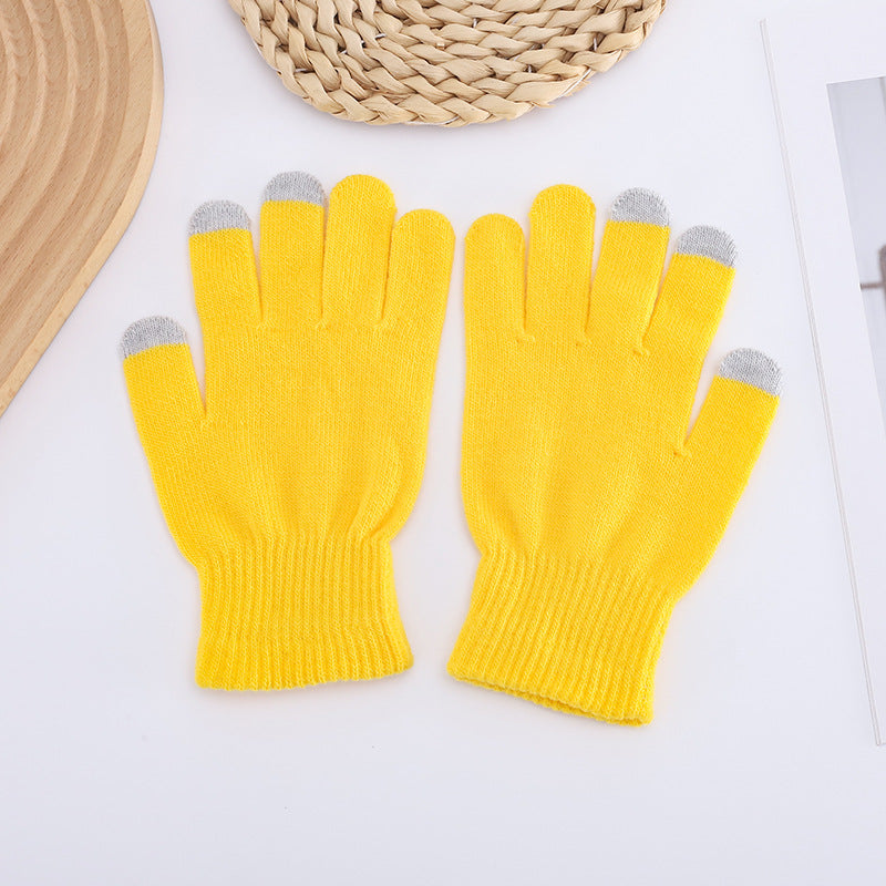 Touch Screen Candy Color Knitted Outdoor Office Gloves