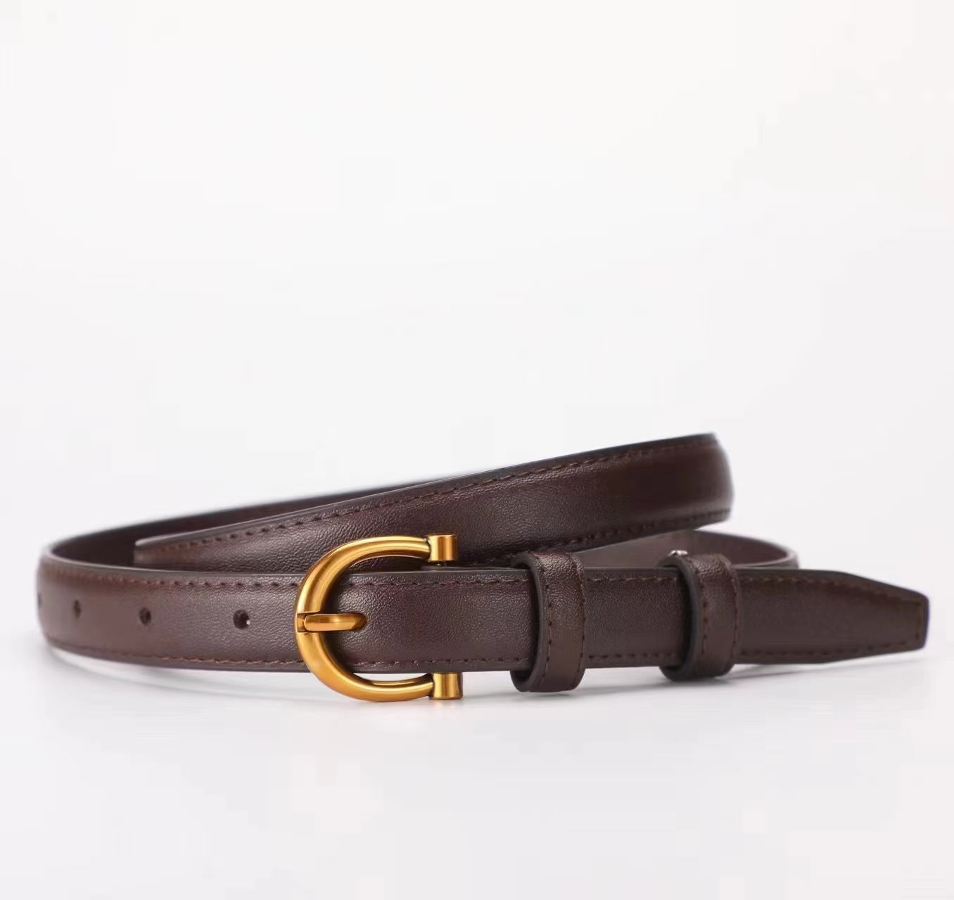 Ornament Genuine Leather Thin Pin Buckle Belts