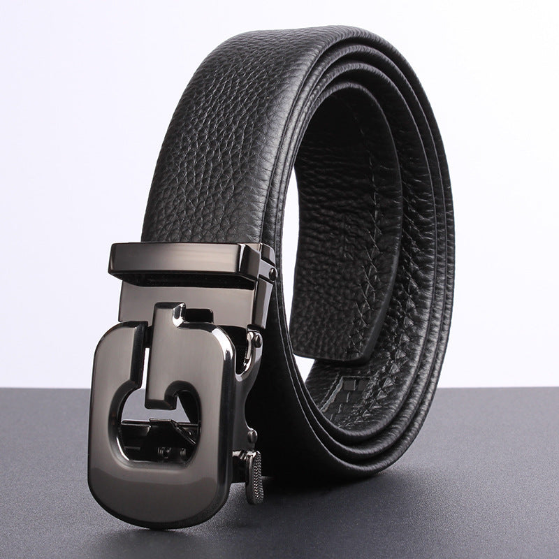 Men's First Layer Cow Leather Automatic Buckle Casual Belts