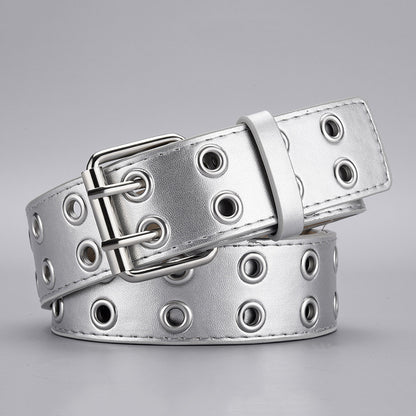 Women's & Men's Double Row Air Hole Pin Buckle Fashion Decorative Belts