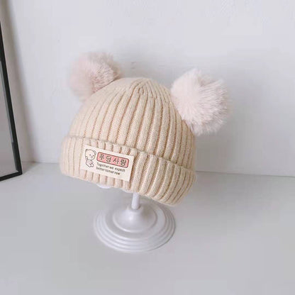 Winter Korean Style Boys Plush Bonnet Knitted Kids' Headwear