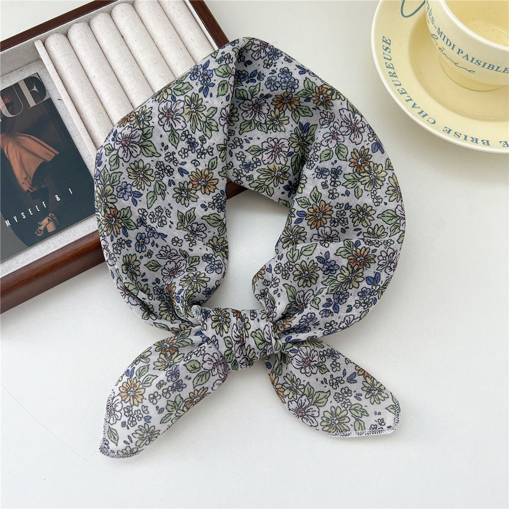 Women's Band Cotton Linen Small Square Towel Scarfs