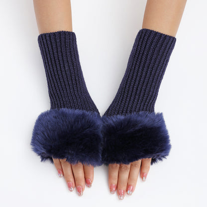 Women's Oversleeve Knitted Warm Open Finger Arm Gloves