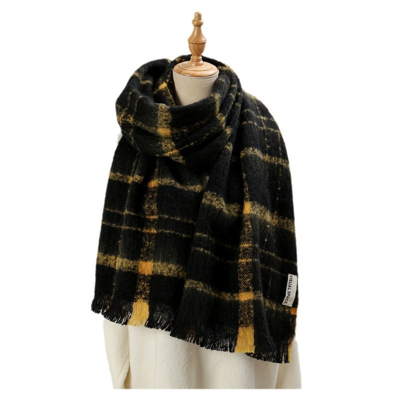 Fashion Korean Style Circle Yarn Plaid Scarfs