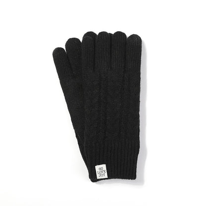 Women's Knitted Warm Outdoor Windproof Fleece-lined Korean Gloves