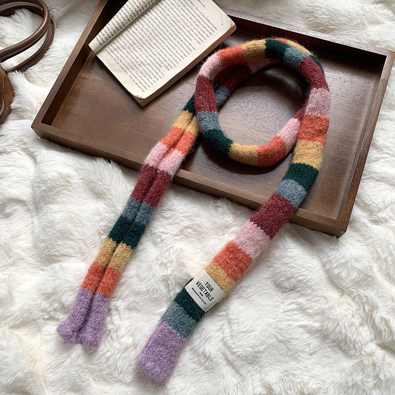 Women's Sweet Cool Hot Style Mohair Contrast Color Scarfs