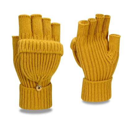 Women's & Men's Winter Half Finger Flip Knitted Thickened Warm Wool Gloves