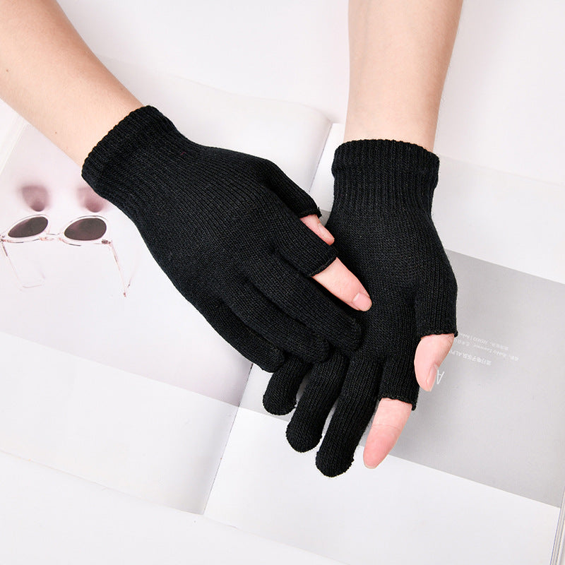 Men's Thermal Touch Screen Black Exposed Two Finger Gloves