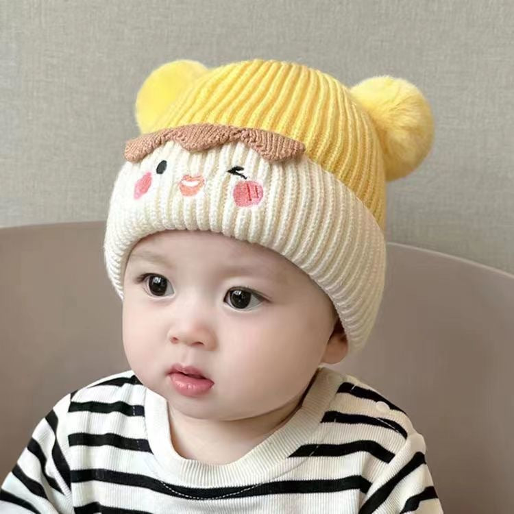 Cartoon Thermal Fur Ball Woolen Boys Kids' Headwear