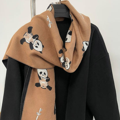 Panda Series Couple Cartoon Cute Narrow Long Female Winter Scarfs