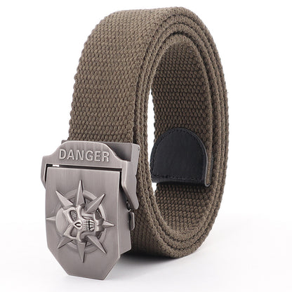 Men's Skull Alloy Thickened Canvas Lengthened Sports Green Belts