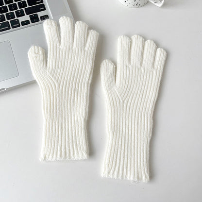 Color Woolen Knitted Candy Finger Open Gloves