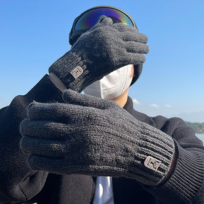 Men's Wool Knitted Winter Electric Car Cycling Gloves