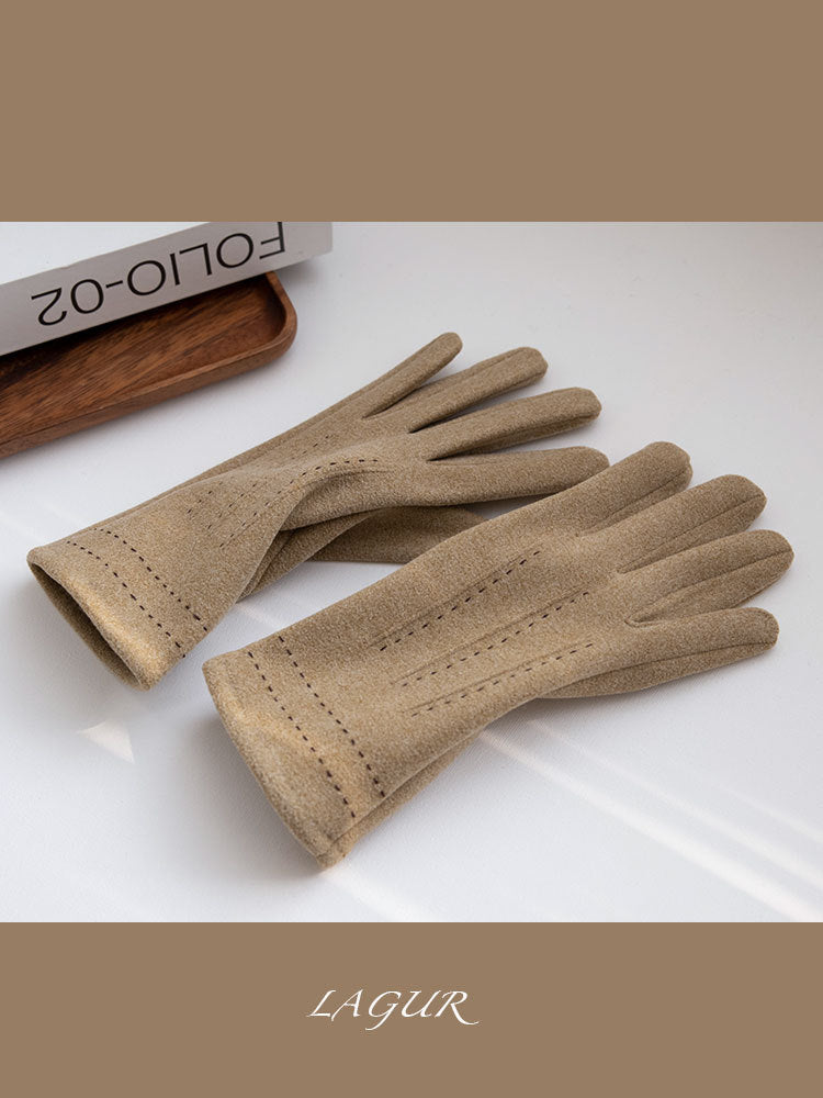 Thickened Fleece-lined Touch Screen Slimming Warm Female Winter Gloves