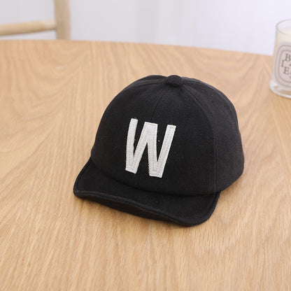 Children's Solid Color Letter Label Soft Brim Peaked Hip Hop Kids' Headwear