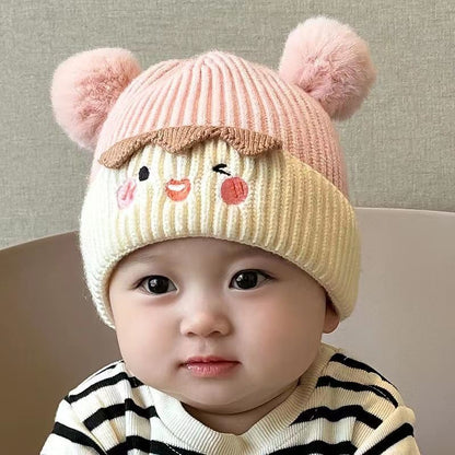 Cartoon Thermal Fur Ball Woolen Boys Kids' Headwear