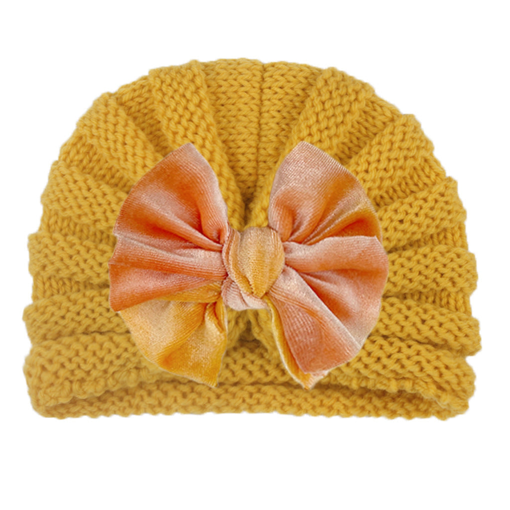 Children's Knitted Hat Cute Bowknot Wool Kids' Headwear