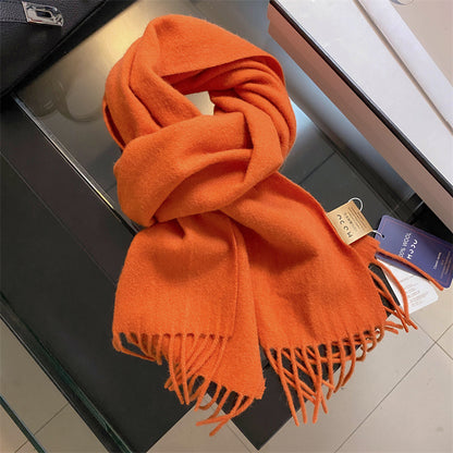 Wool Clip Flower Solid Color Female Winter Scarfs