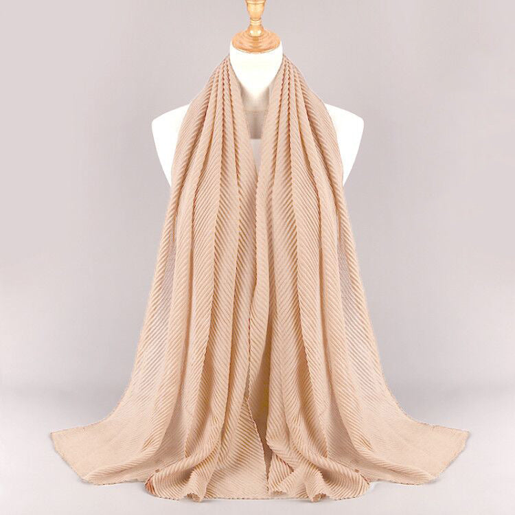 Women's Fashion Twill Crumpled Pleated Bag Headscarf Scarfs