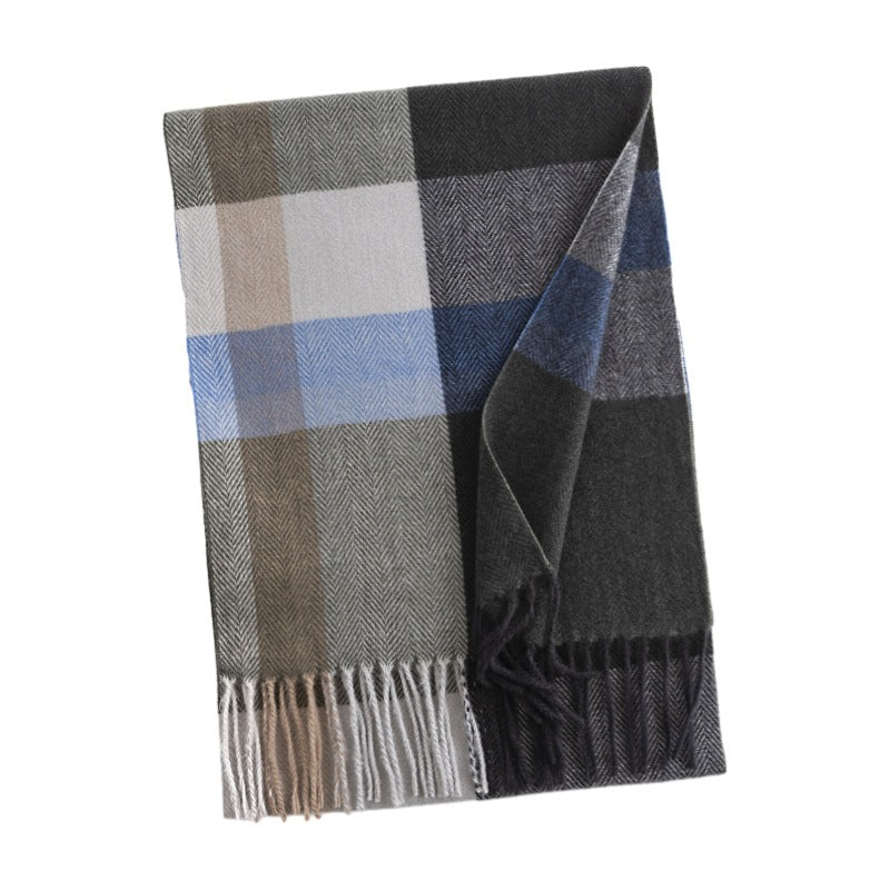 Men's Plaid Artificial Cashmere Fashion Commuter Neck Scarfs