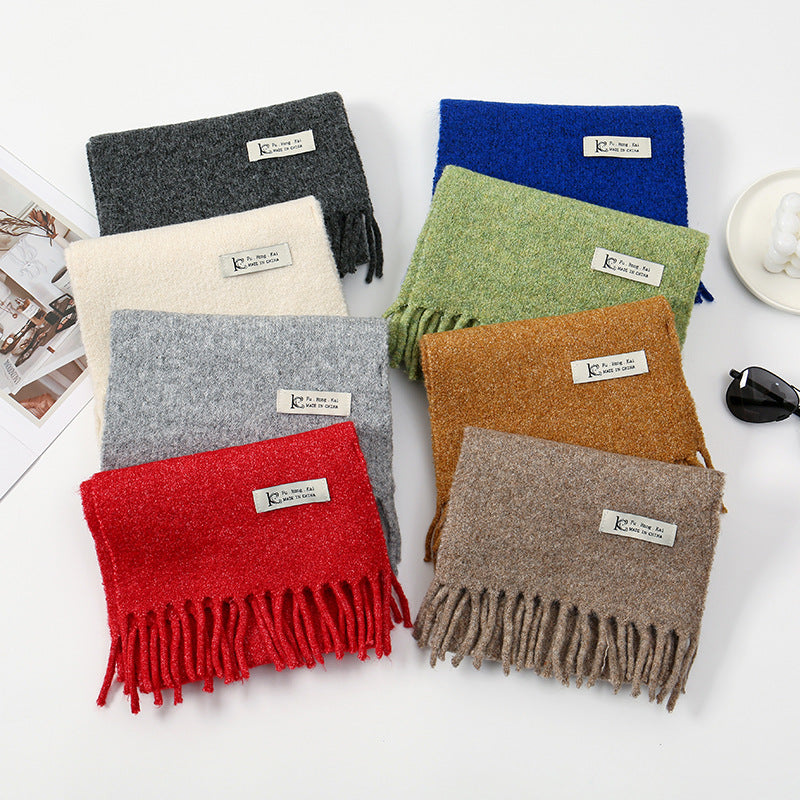 Women's & Men's Style Winter High-grade Wool With Coat Solid Color Knitted Scarfs