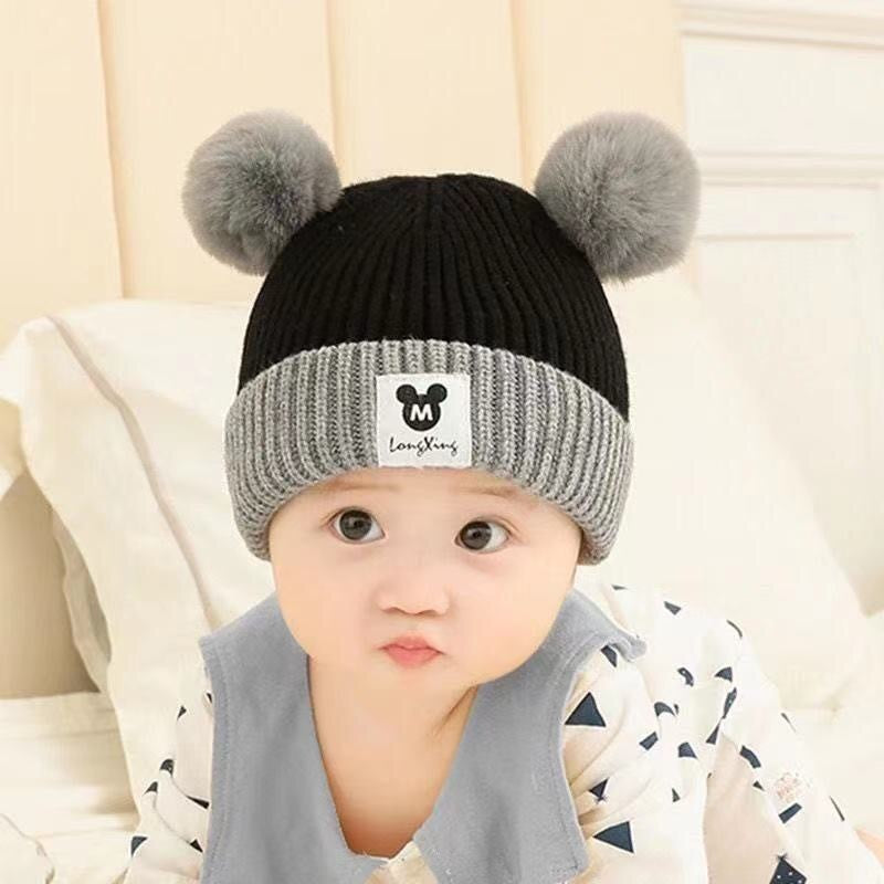 Cartoon Thermal Fur Ball Woolen Boys Kids' Headwear