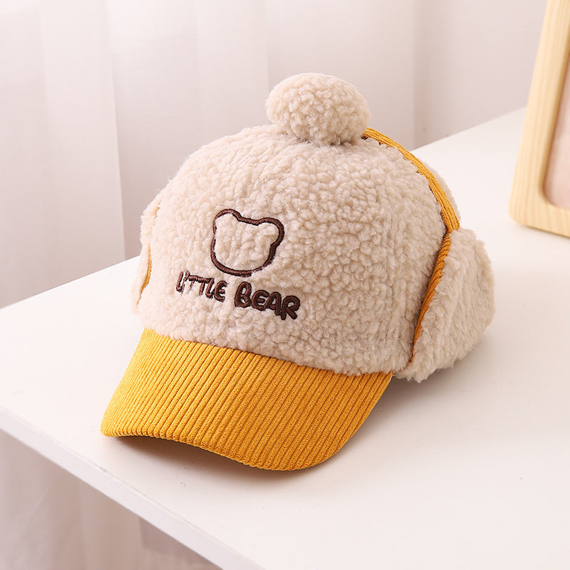 Children's Hat Ear Protection Warm Boy Corduroy Kids' Headwear