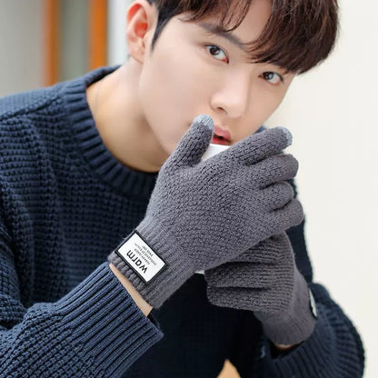 Men's Korean Cute Five Finger Touch Screen Gloves