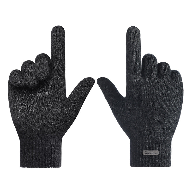 Men's Knitted Warm Fleece Thickened Wool Touch Gloves