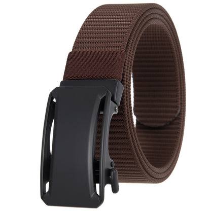 Men's Nylon Woven Leather Cloth Snap Buttons Casual Belts