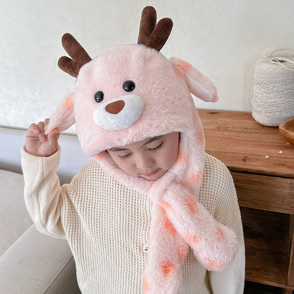 Children's Ears Moving Plush Bonnet One-piece Will Kids' Headwear