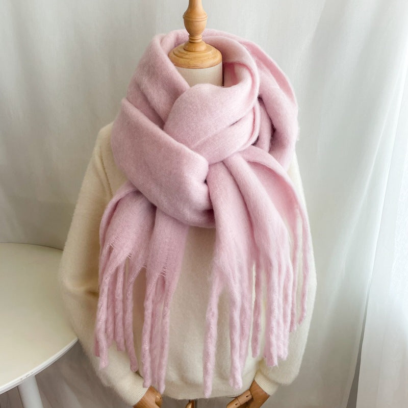 Cashmere Plush Pure Color Warm Keeping Scarfs